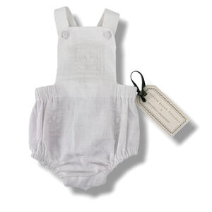 Edgehill Collection Kristin Ellen Hockman Liv White Bubble Romper Sz 3M